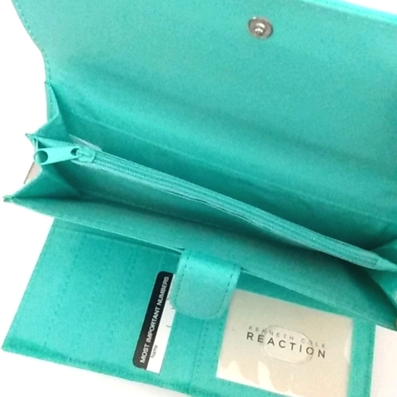 KENNETH COLE REACTION TEAL MULTI COMPARTMENT WALLET NWT - Picture 7 of 11